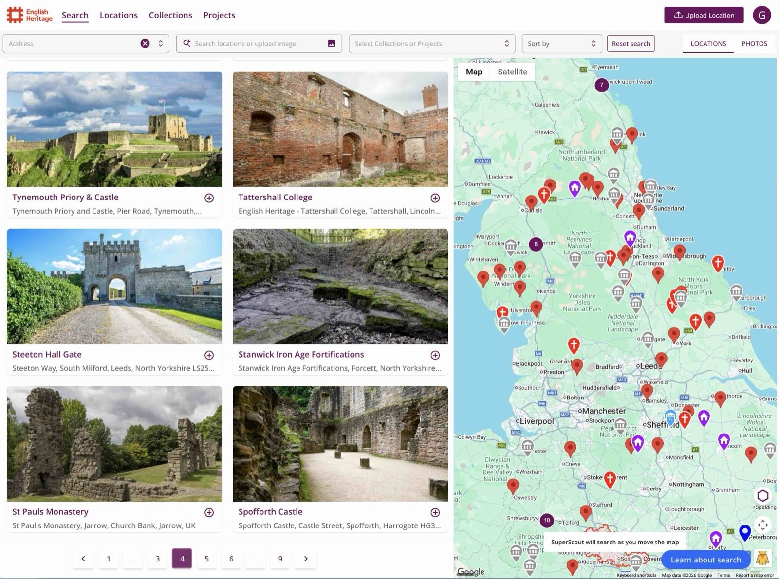 SuperScout Pro dashboard — English Heritage example